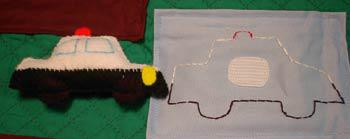 刺繍で車庫の形